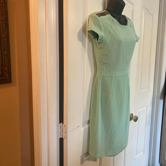 “DANA-MAXX” Silk Agnyss Flores Mint & Sequin Dress - Picture 8 of 16